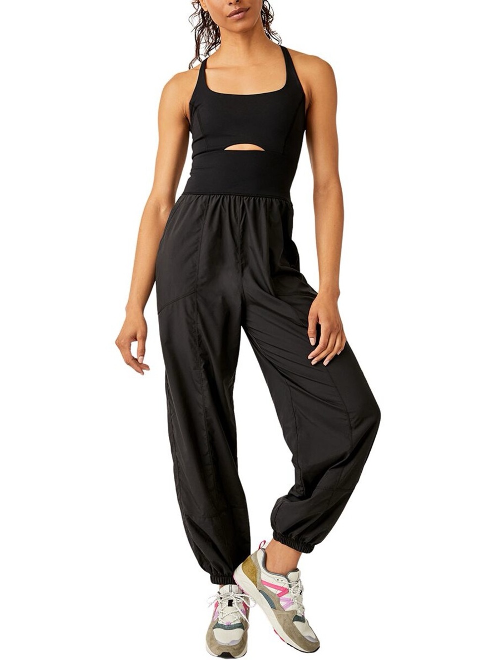 FP Movement by Free People Black Relaxed Elastic-Waist Jumpsuit